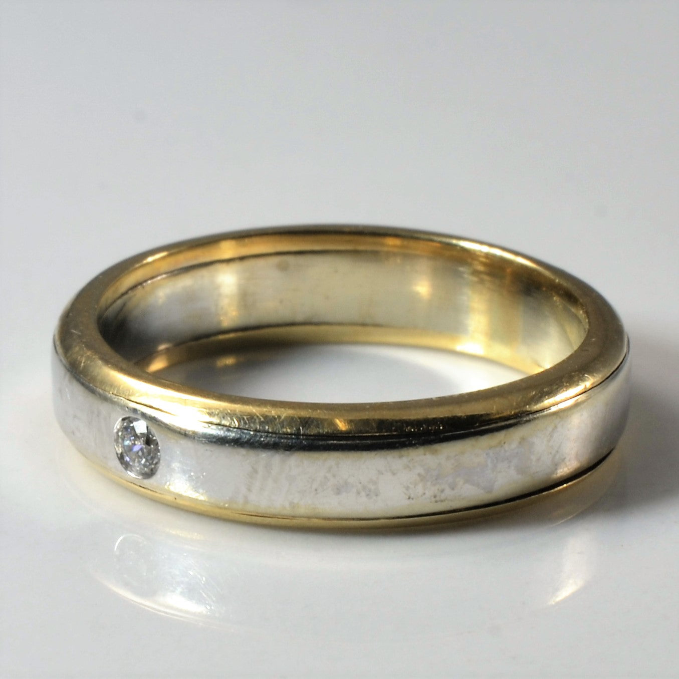 Two Tone Flush Set Diamond Band | 0.04ct | SZ 5.25 |