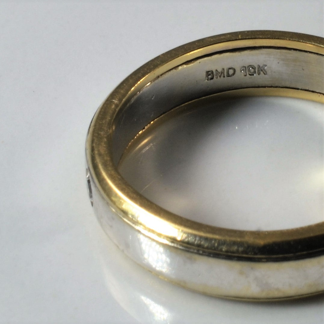 Two Tone Flush Set Diamond Band | 0.04ct | SZ 5.25 |