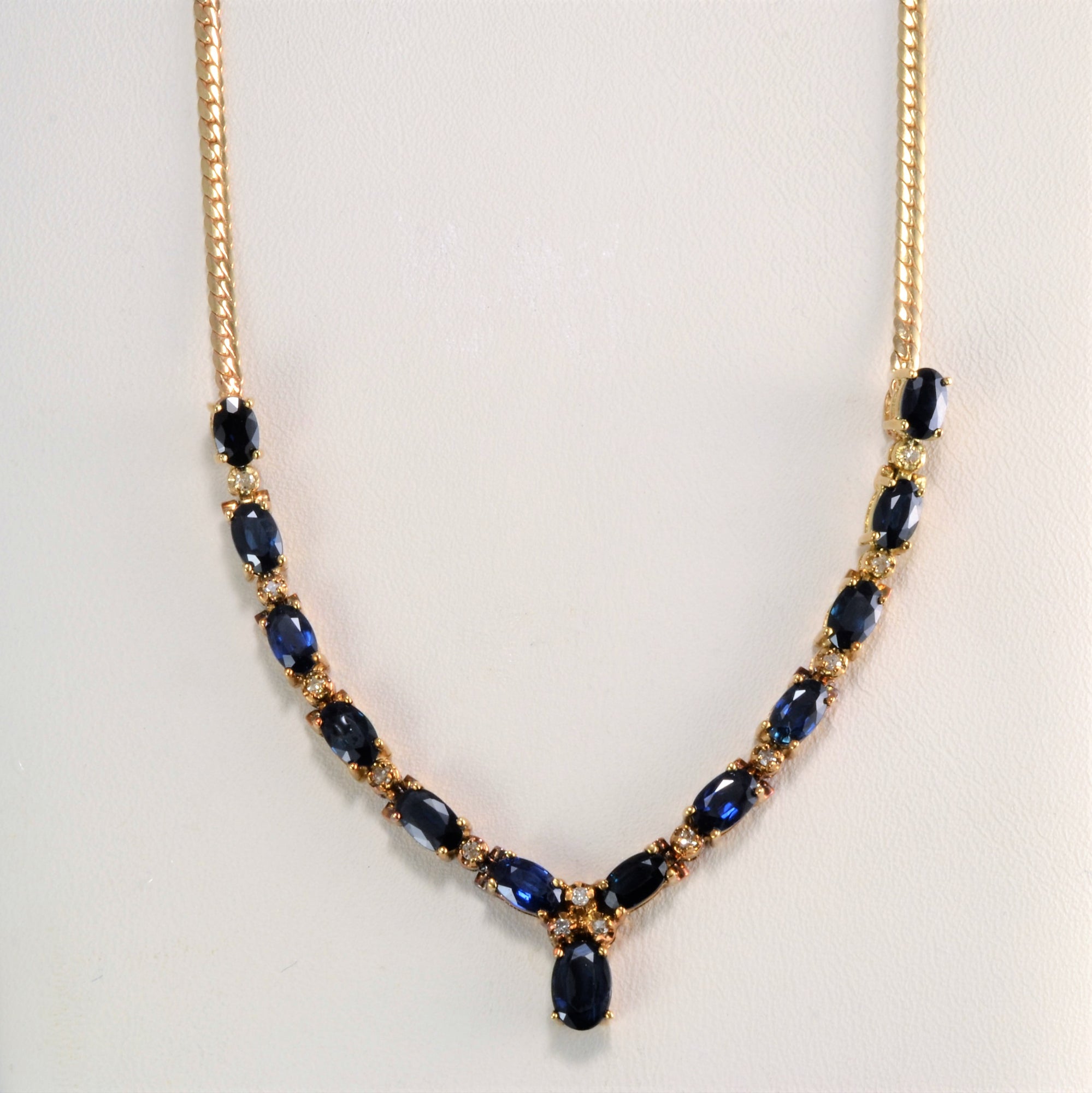 Sapphire & Diamond Necklace | 0.13 ctw, 16''|