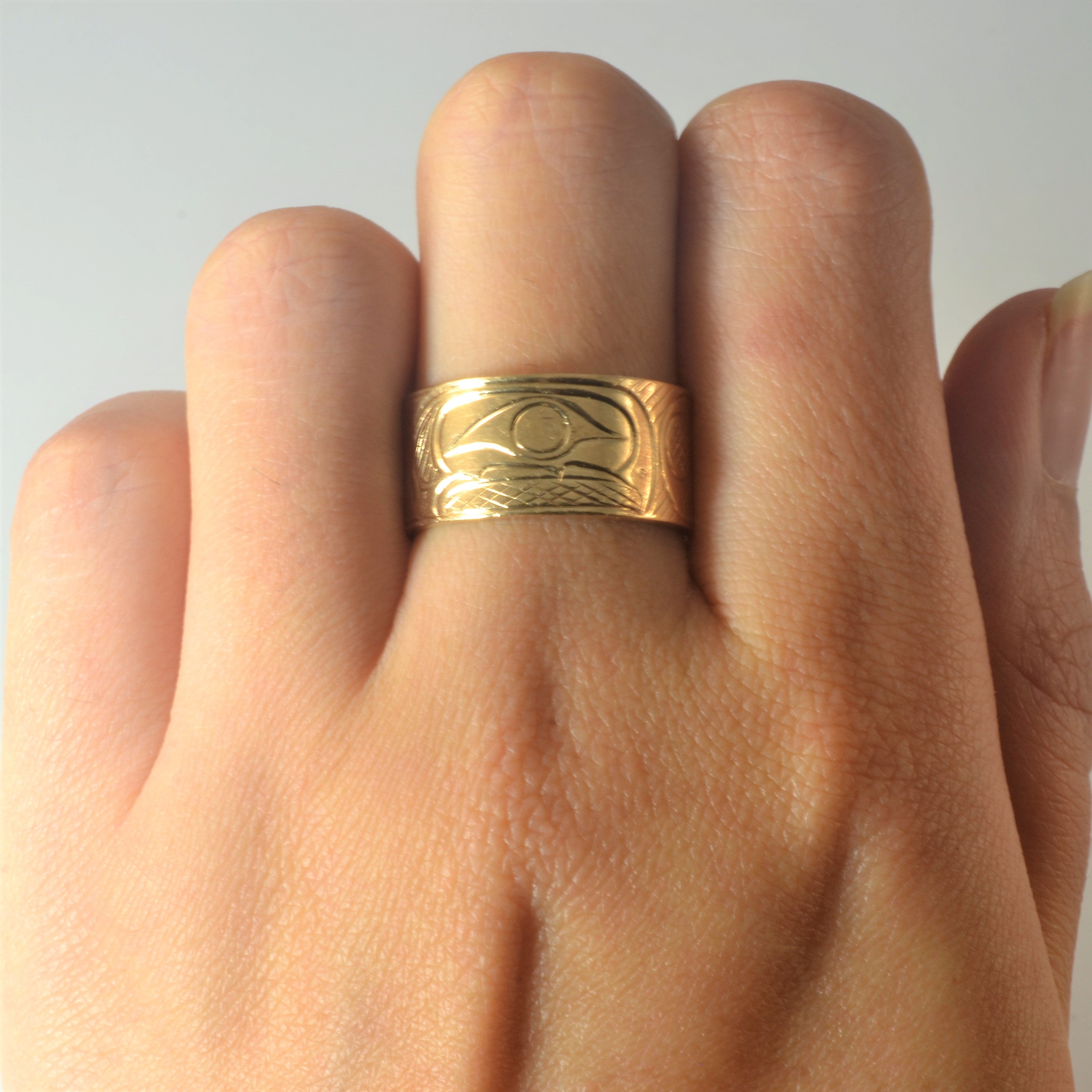 Indigenous Eagle Art Gold Ring | SZ 8.25 |