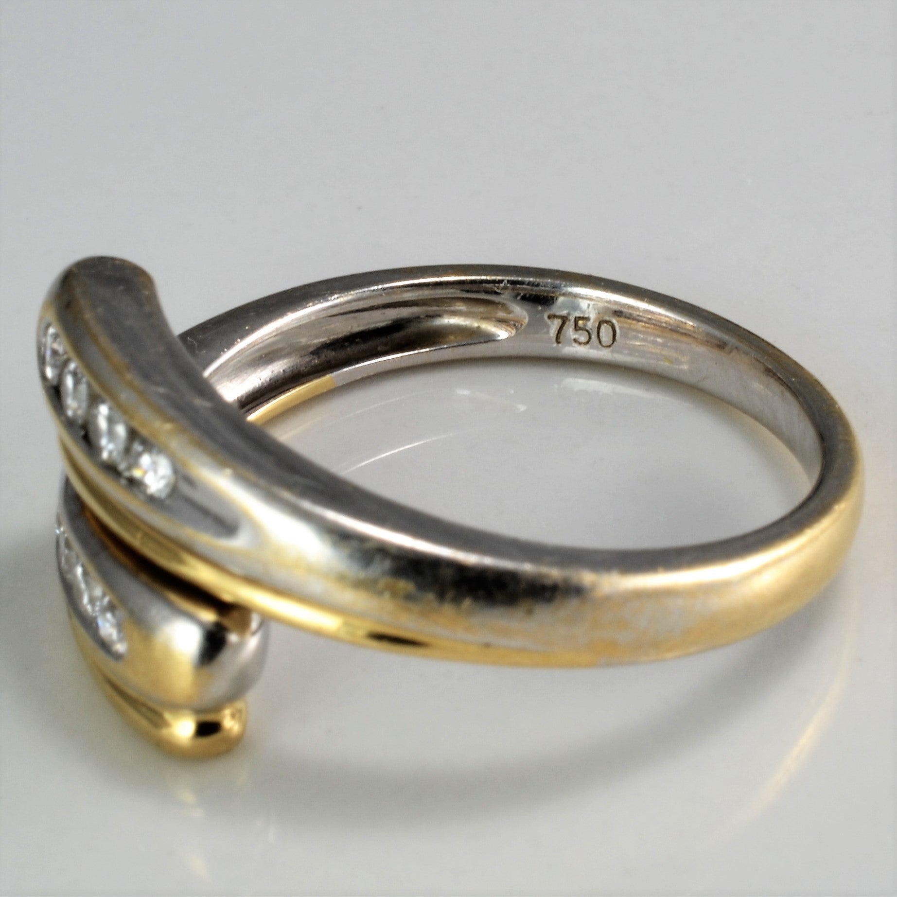 Bypass Two Tone Gold Channel Diamond Ring | 0.12 ctw, SZ 5.75 |