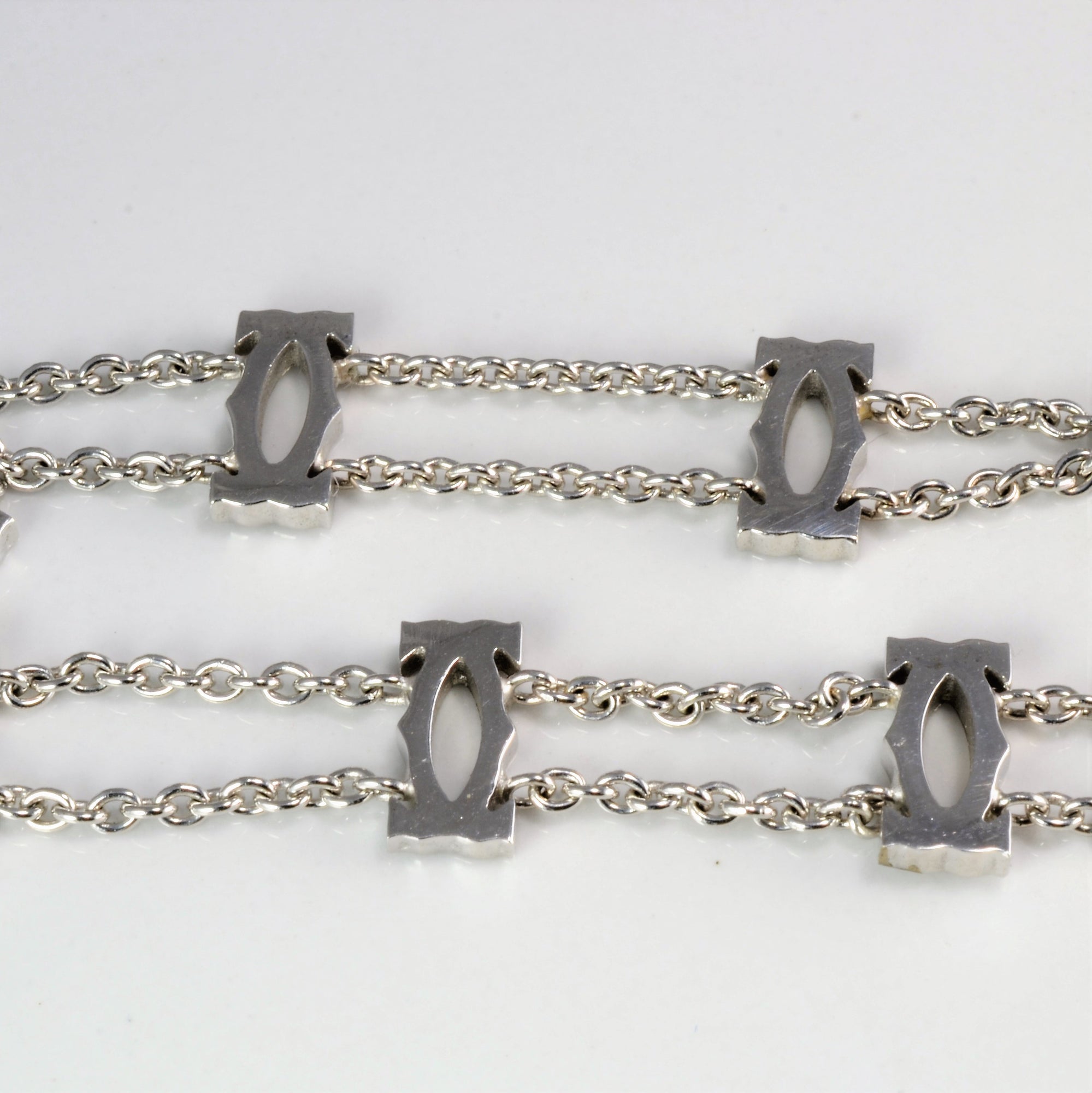 18K White Gold Double Chain Ladies Bracelet | 7''|