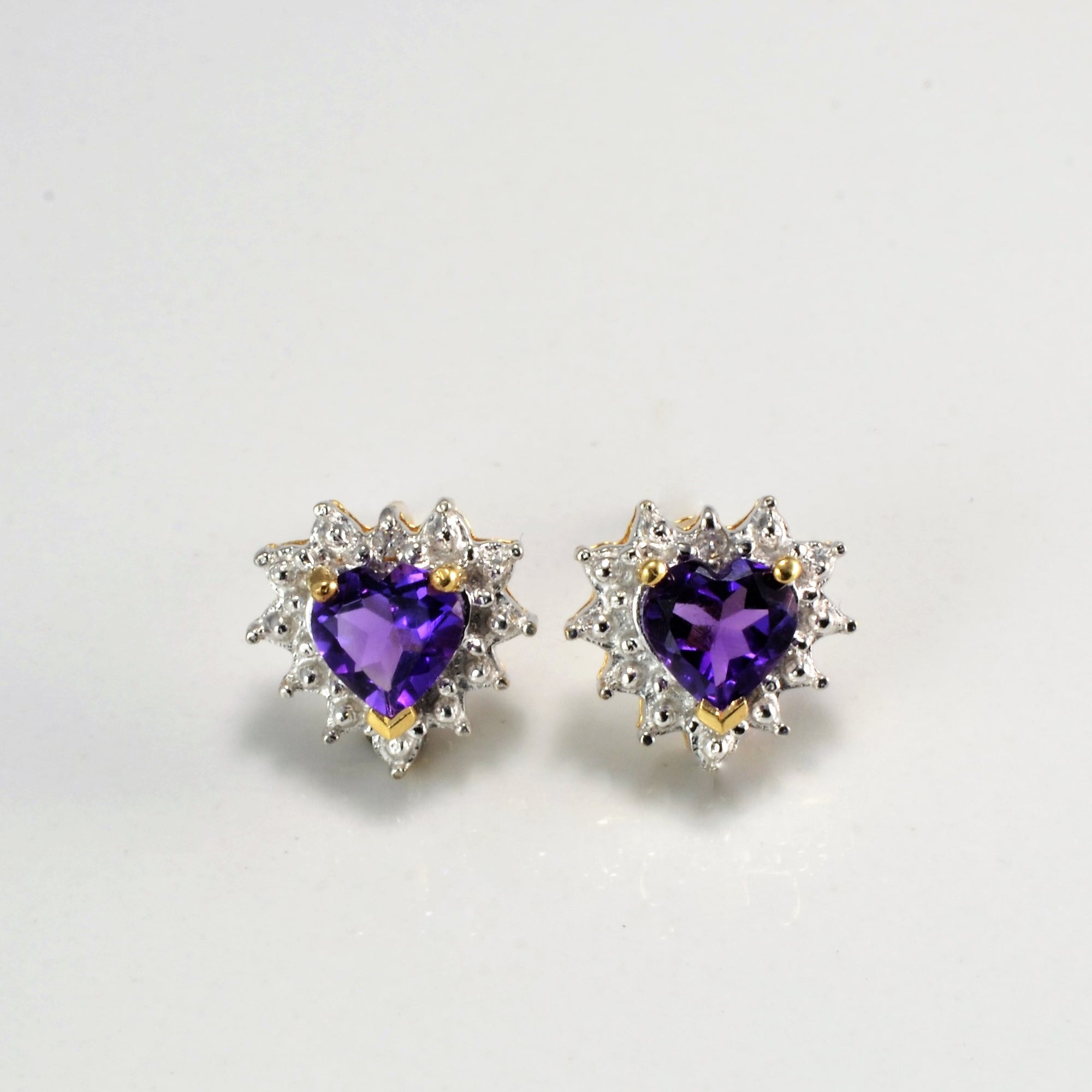 Amethyst & Diamond Stud Earrings | 0.01 ctw |