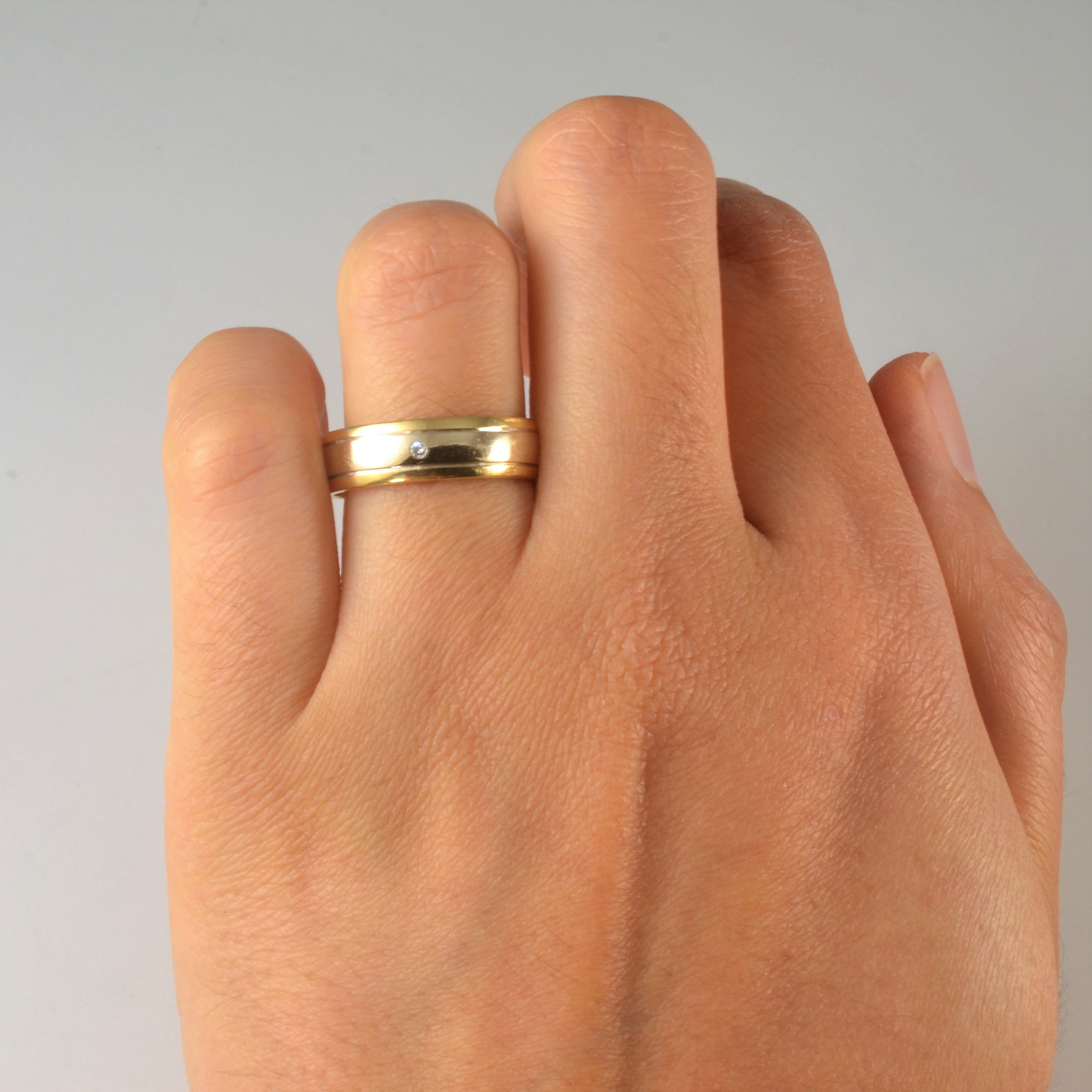 Flush Set Textured Diamond Band | 0.01ct | SZ 6.75 |