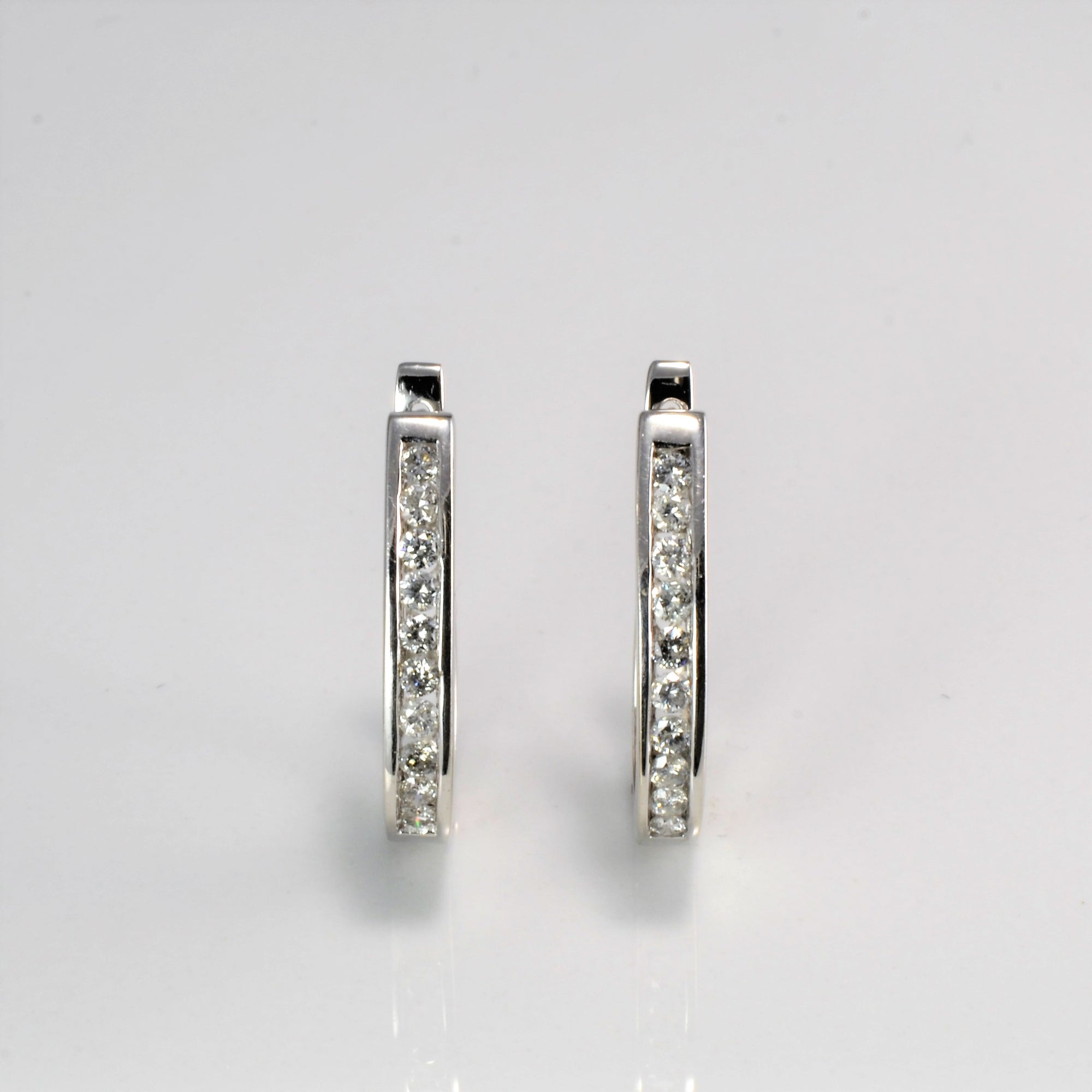 Channel Set Diamond Huggie Earrings | 0.50 ctw |