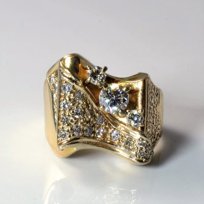 Wavy Multi Diamond Cocktail Ring | 1.01ctw | SZ 6.5 |
