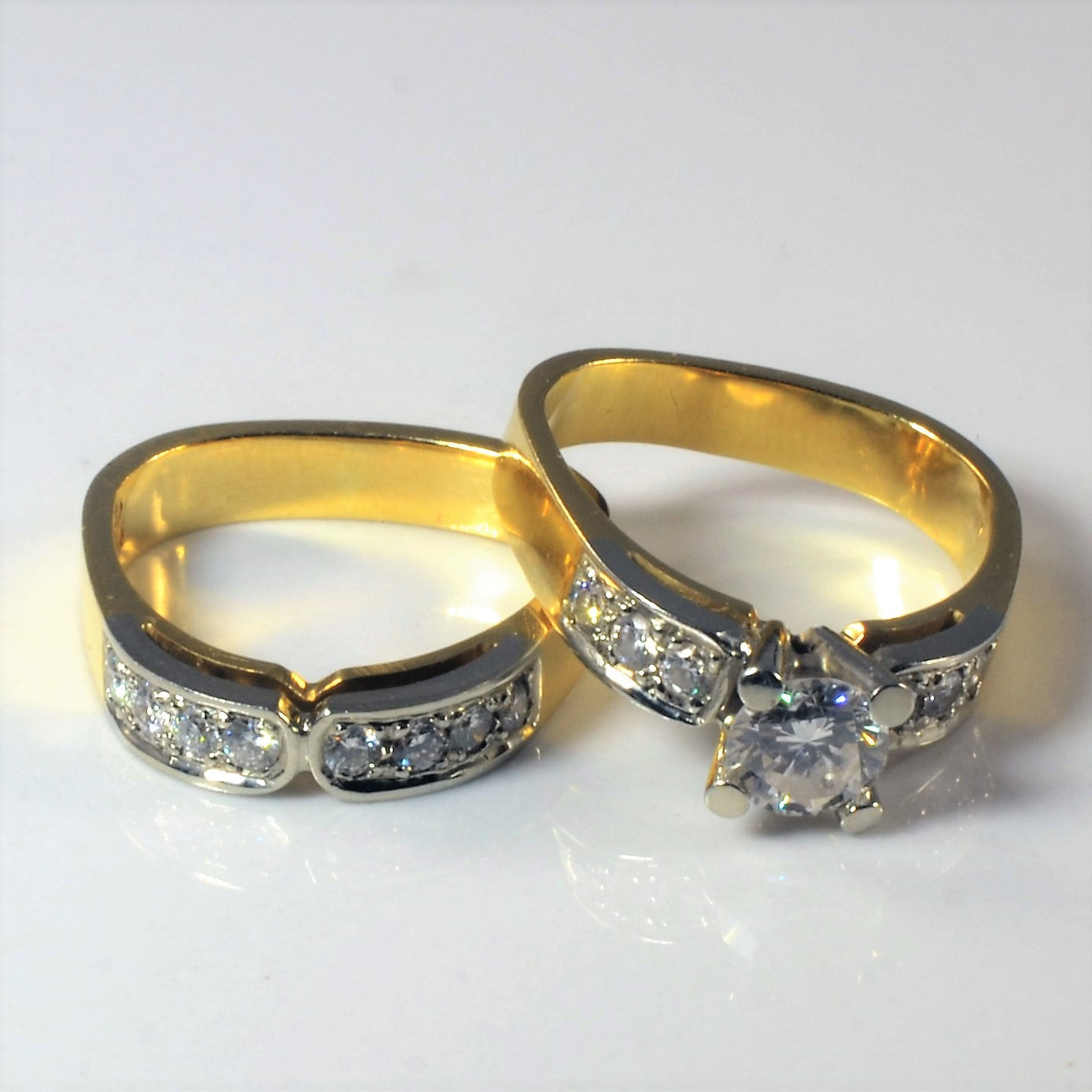 Ragnar' Diamond Wedding Set | 0.89ctw | SZ 4.5 |