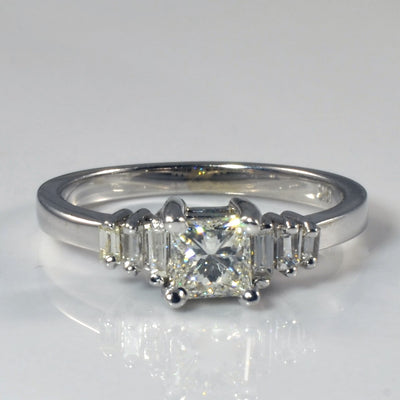 Baguette Side Stone Princess Diamond Ring | 0.73ctw | SZ 6.5 |