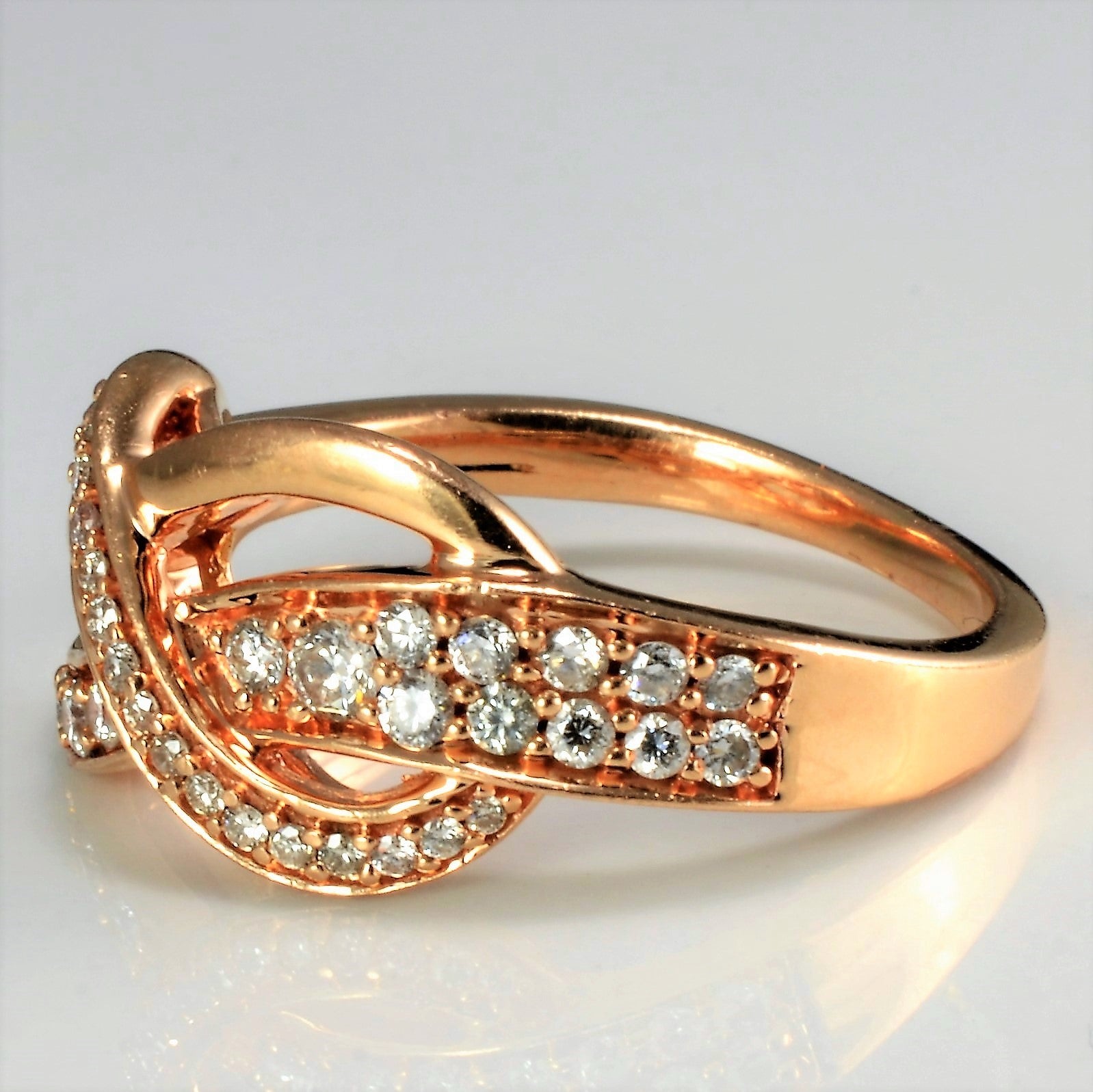 Pave Diamond Infinity Knot Rose Gold Ring | 0.30 ctw, SZ 6.5 |