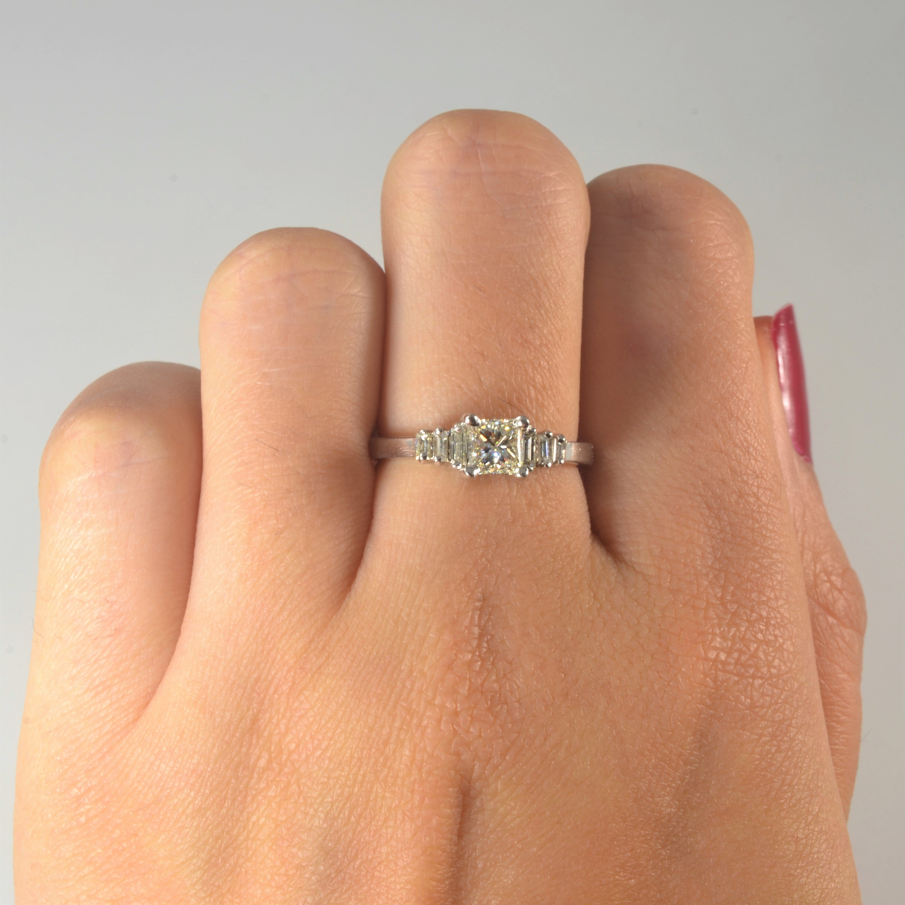 Baguette Side Stone Princess Diamond Ring | 0.73ctw | SZ 6.5 |