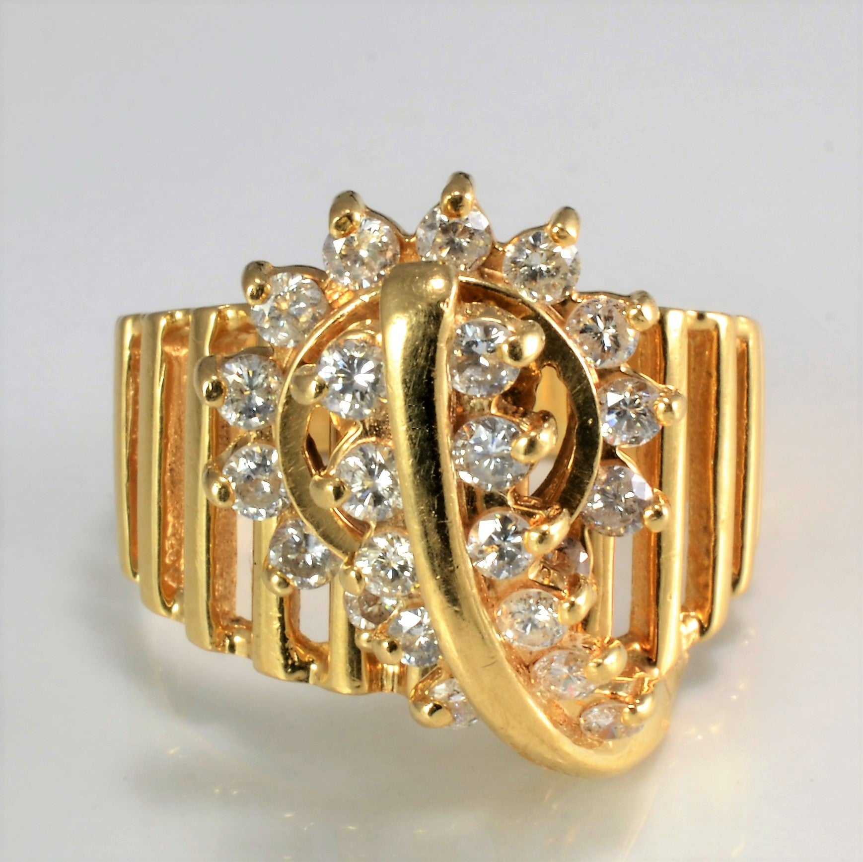 Pave Diamond Textured Spinner Ring | 0.61 ctw, SZ 6.5 |