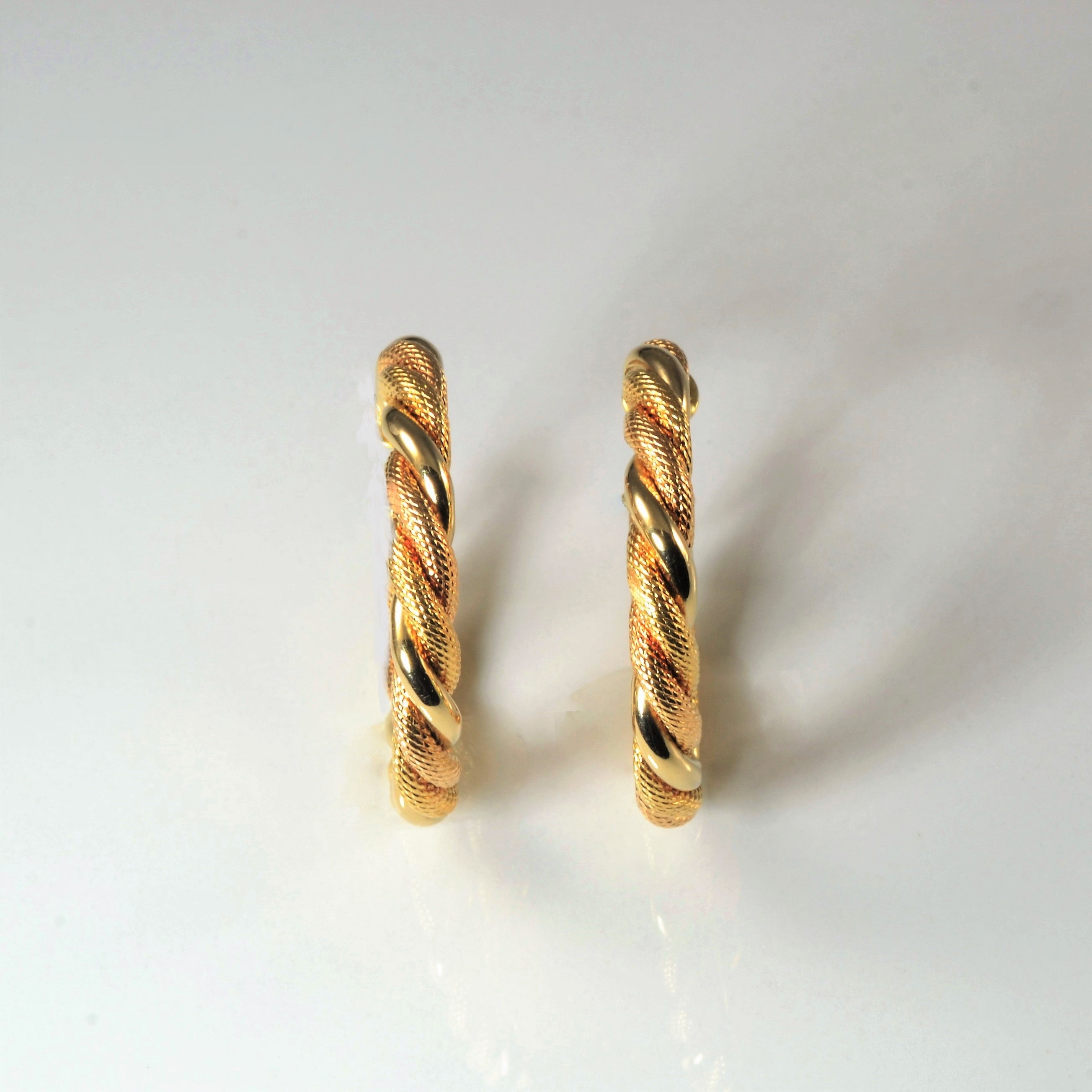 Twisted Textured Gold Hoops |