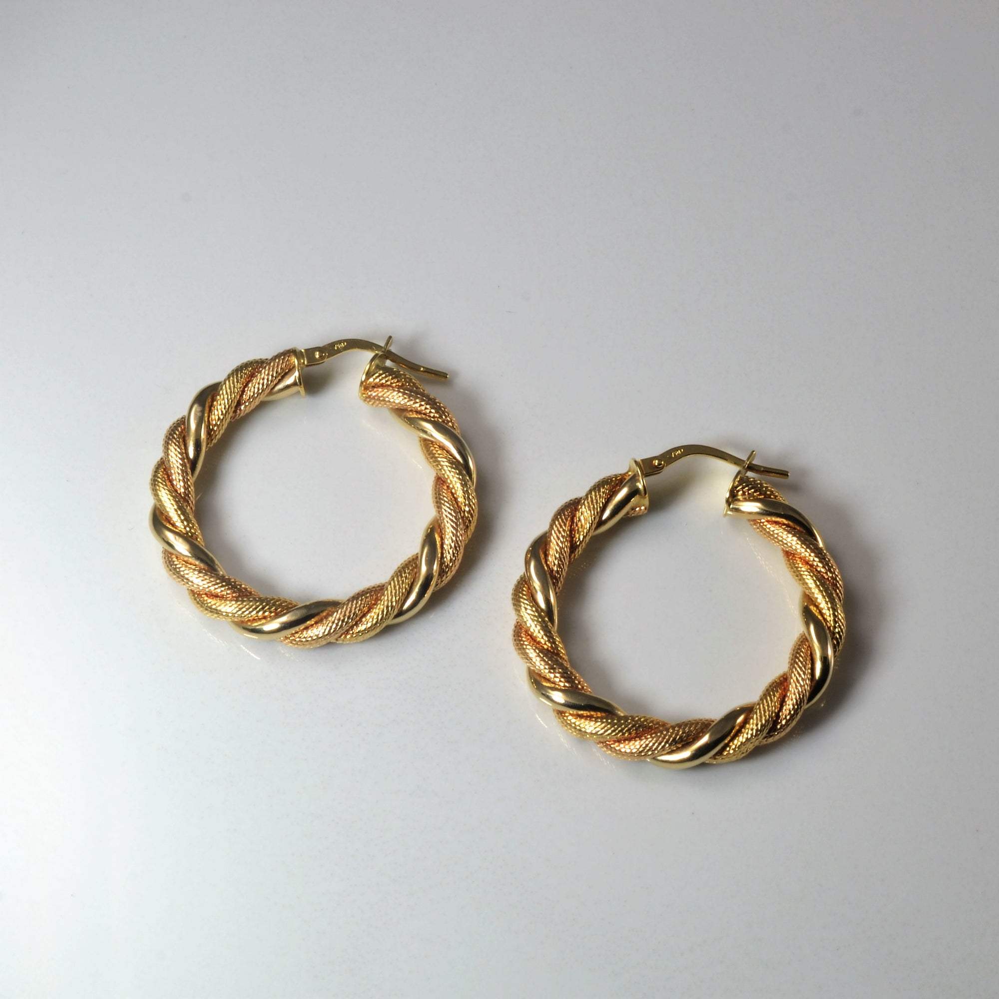 Twisted Textured Gold Hoops |