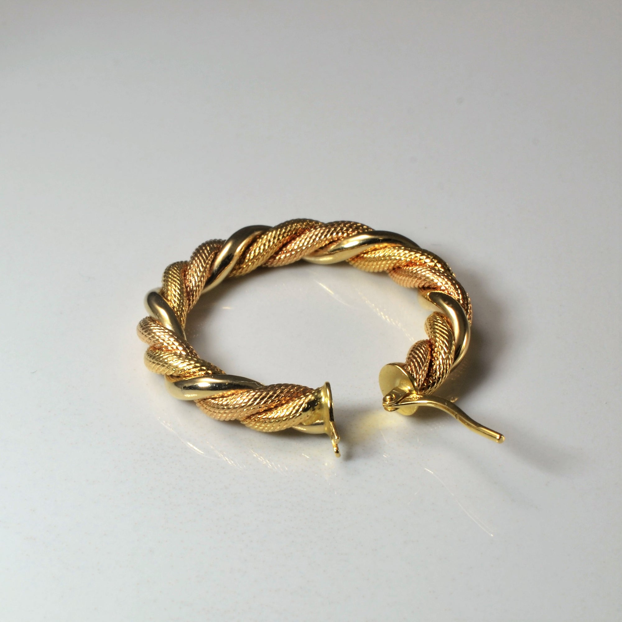 Twisted Textured Gold Hoops |