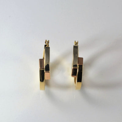 Two Tone Bypass Hoop Earrings |