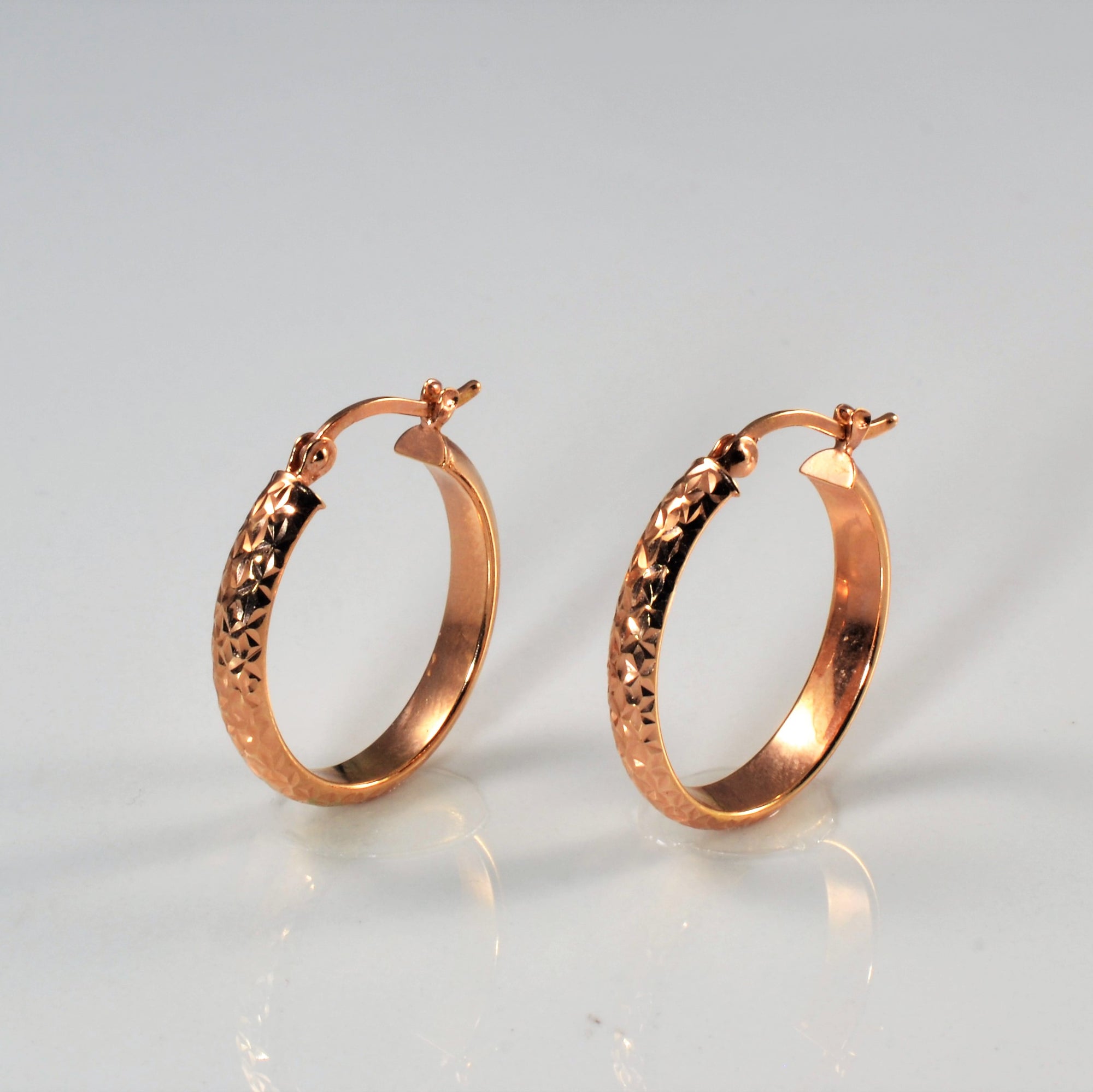 Rose Gold Textured Hoop Earrings |