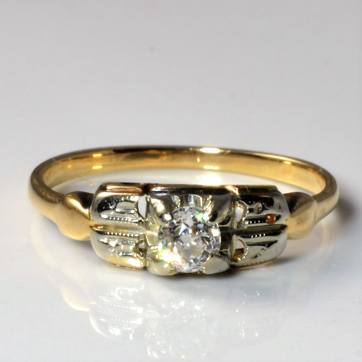 Bague solitaire en diamant Old Mine des années 1930 | 0,17 ct | Taille 6 | 
