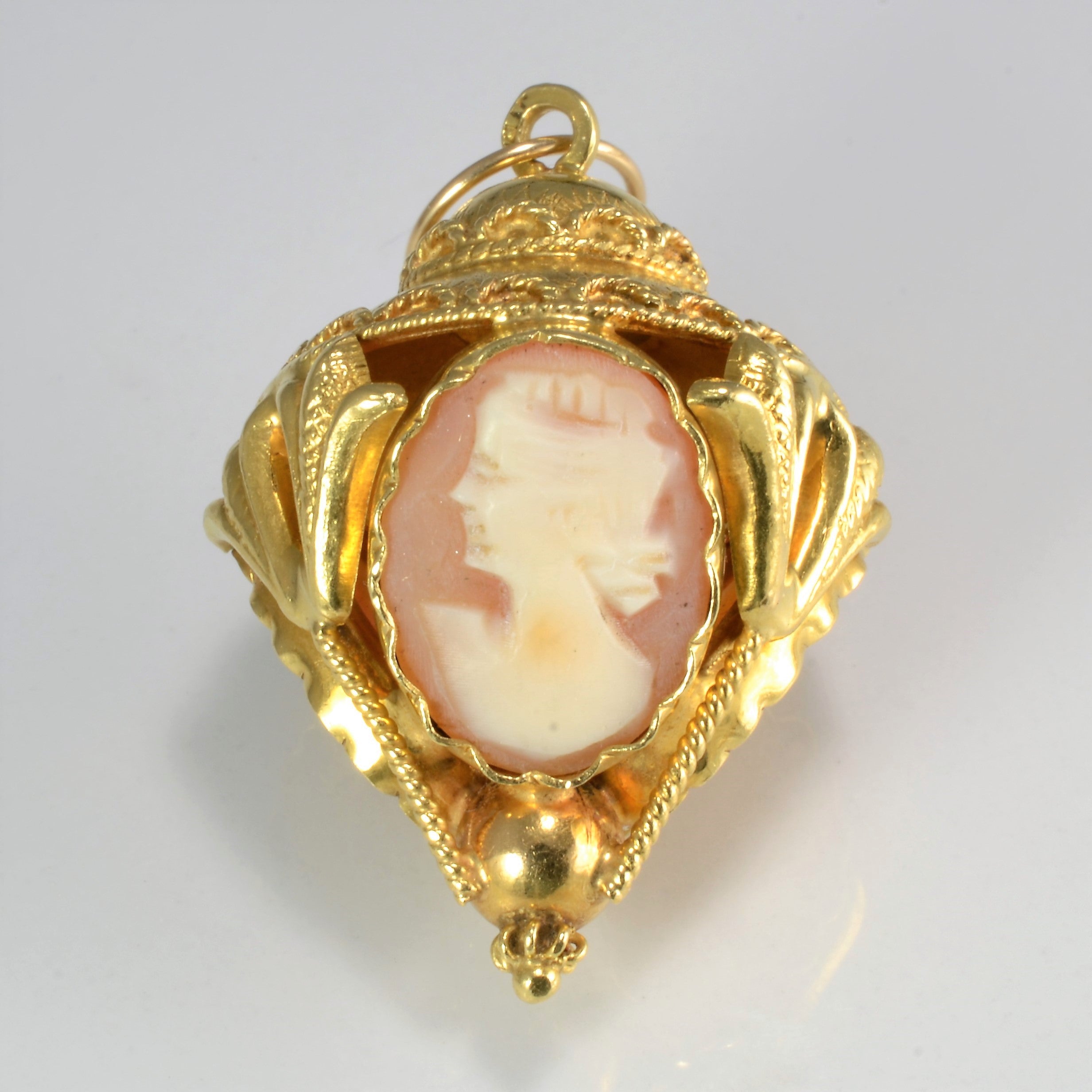 Bezel Set Cameo Shell Puffed Pendant