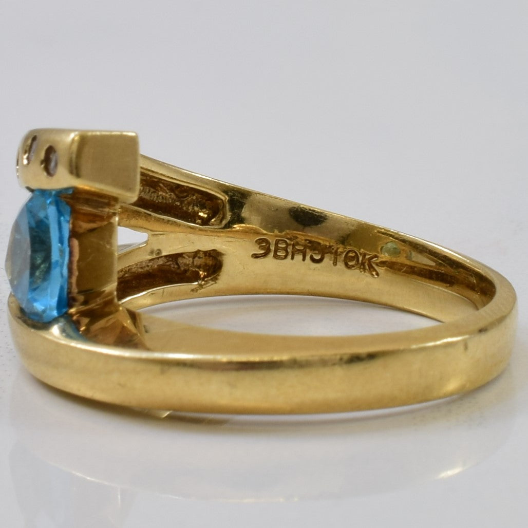 Blue Topaz & Diamond Bypass Ring | 0.85ct, 0.05ctw | SZ 6.5 |