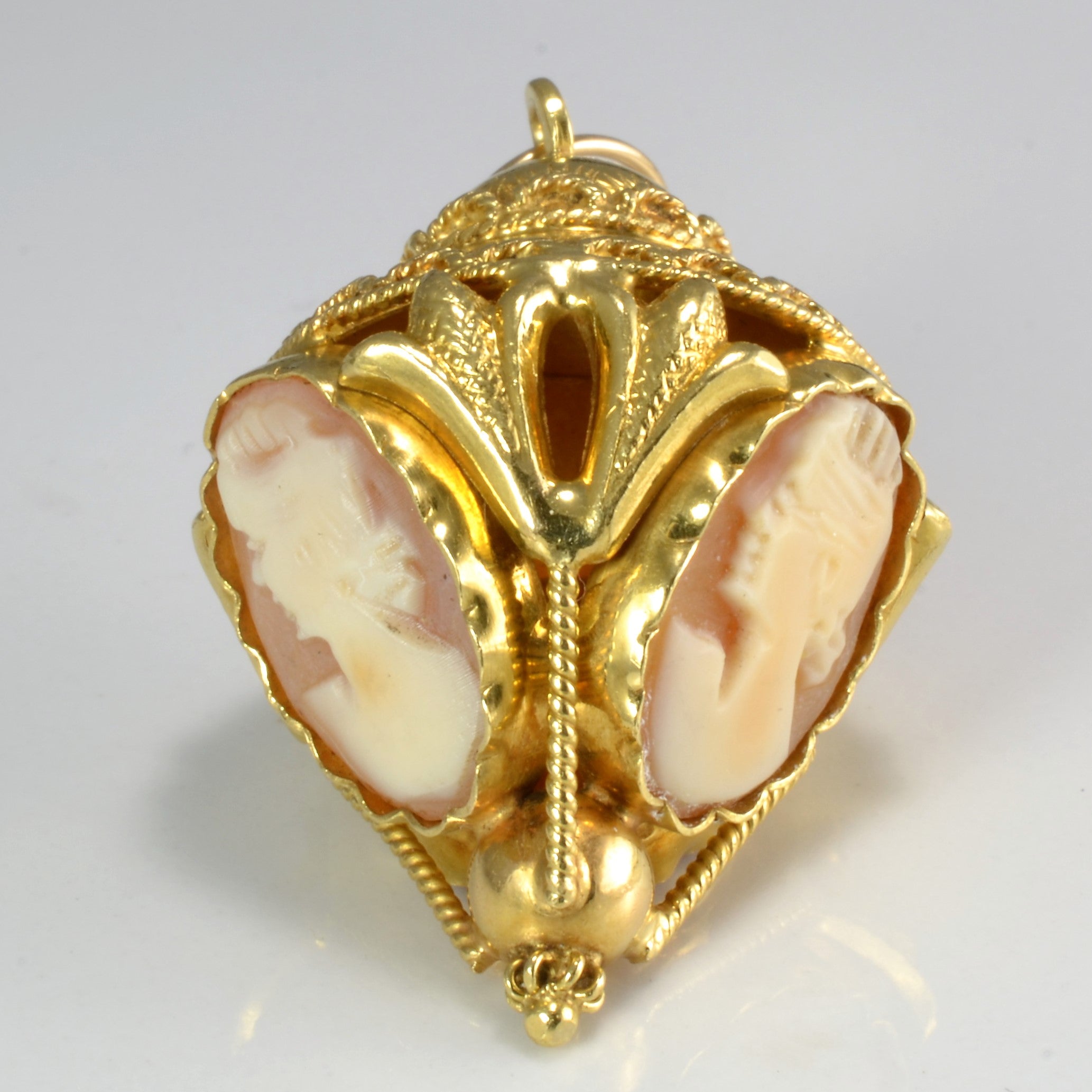 Bezel Set Cameo Shell Puffed Pendant