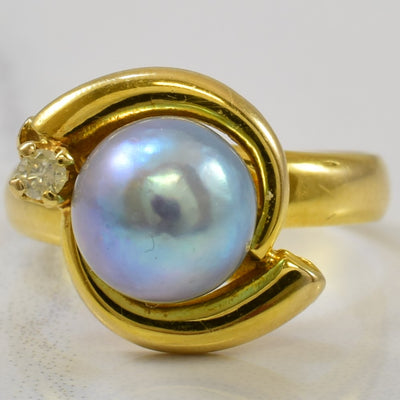 Pearl & Diamond Bypass Ring | 3.10ct, 0.03ct | SZ 4.25 |
