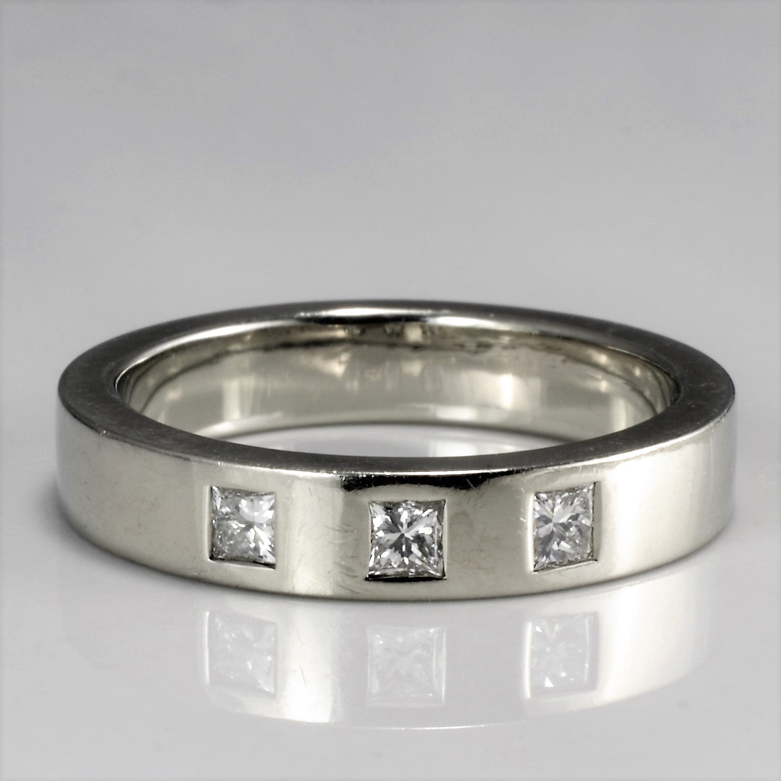 Flush Set Three Stone Princess Diamond Band | 0.18ctw | SZ 6 |