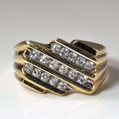 Diagonal Channel Set Diamond Ring | 0.48ctw | SZ 11.25 |