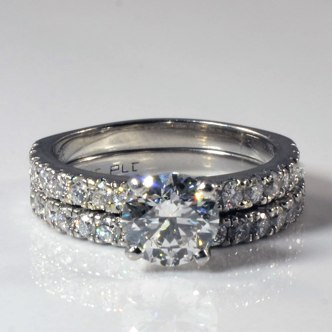 Pave Diamond Wedding Set | 1.80ctw | SZ 5.25 |