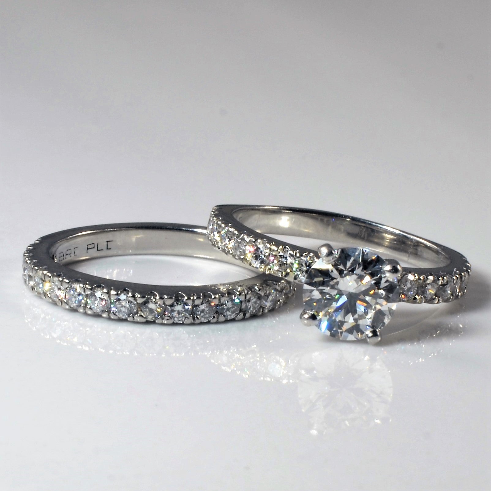 Pave Diamond Wedding Set | 1.80ctw | SZ 5.25 |