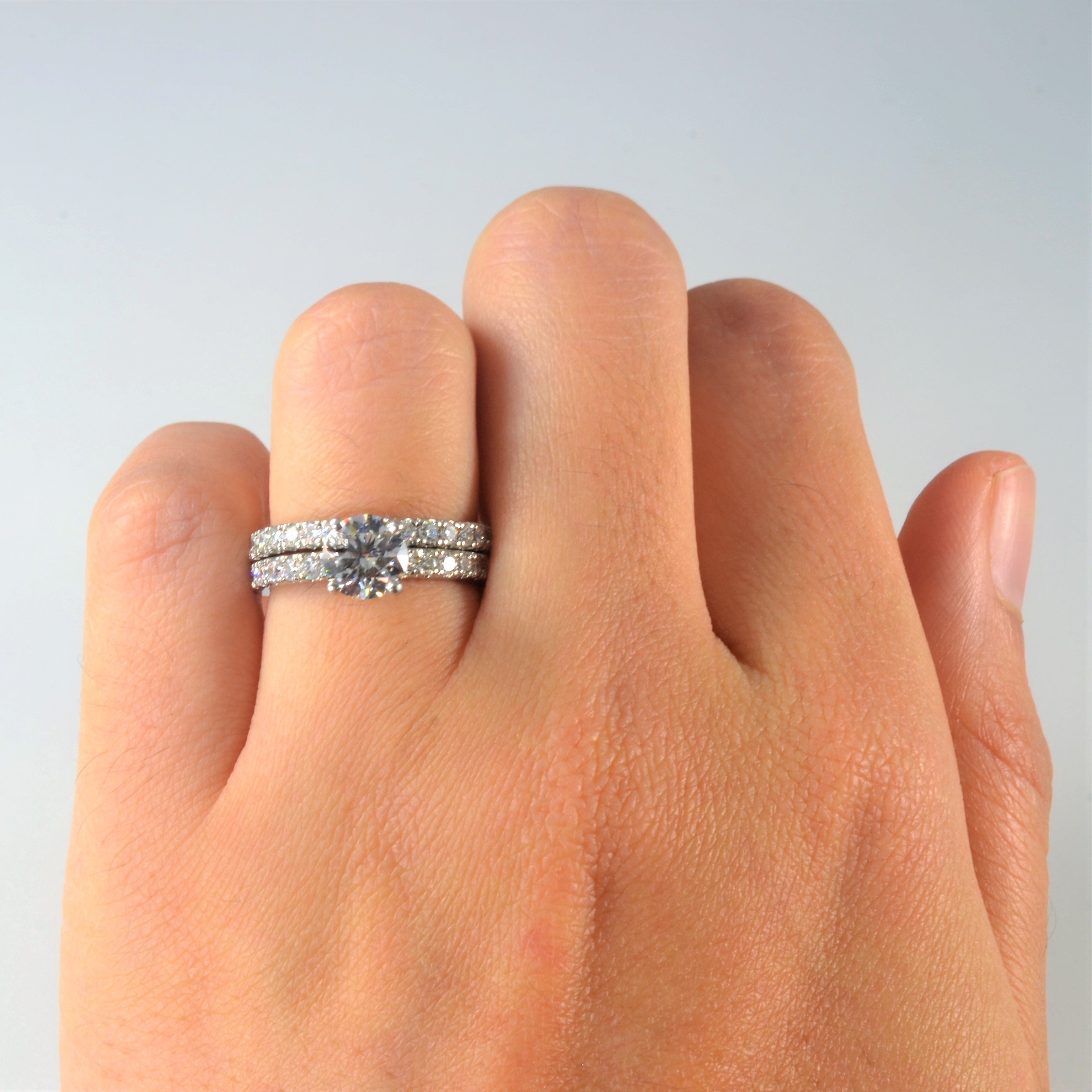 Pave Diamond Wedding Set | 1.80ctw | SZ 5.25 |