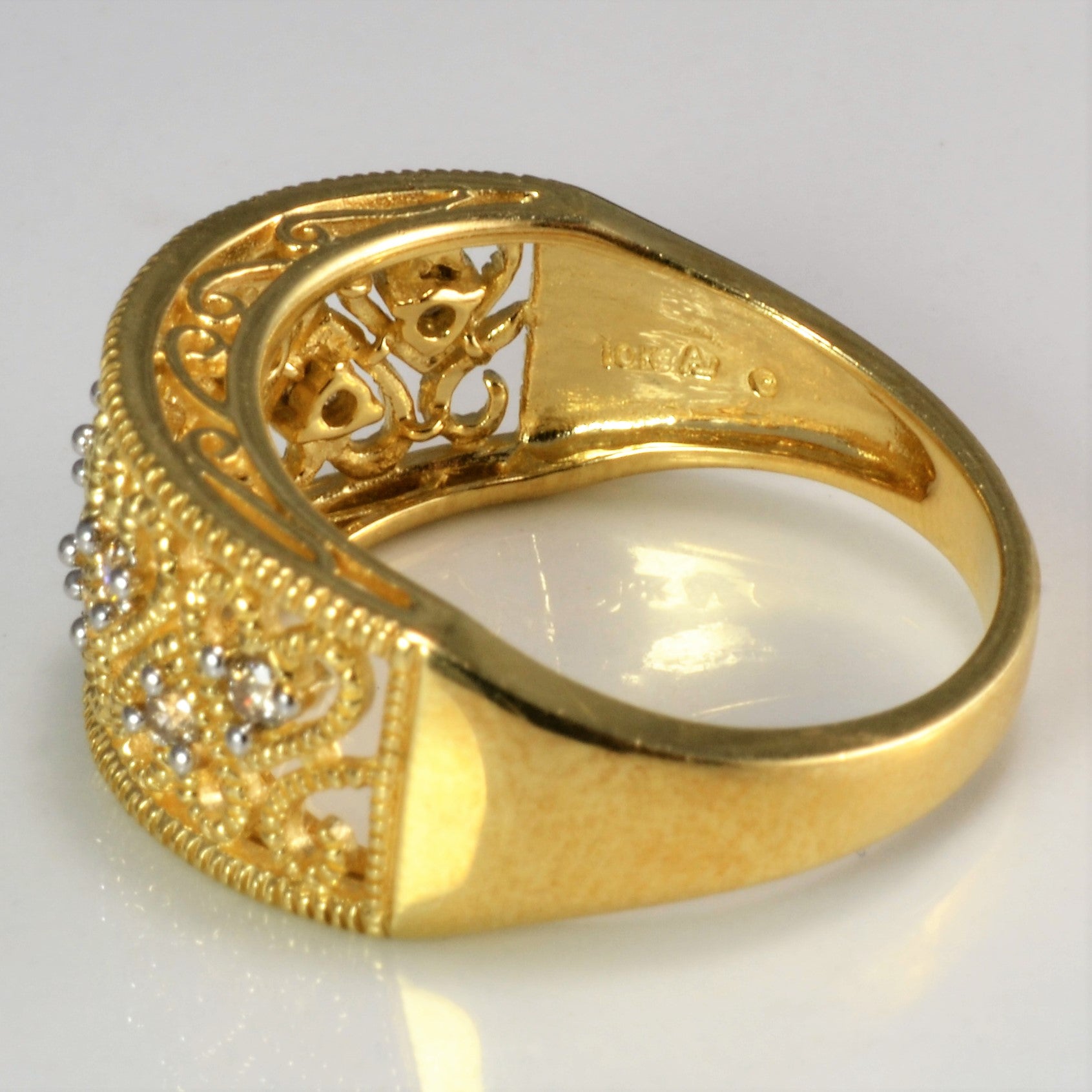 Milgrain Designed Filigree Diamond Wide Ring | 0.18 ctw, SZ 6.75 |