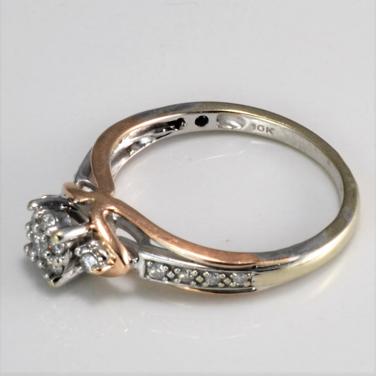 Two Tone Gold Diamond Engagement Ring | 0.22 ctw, SZ 6.25 |