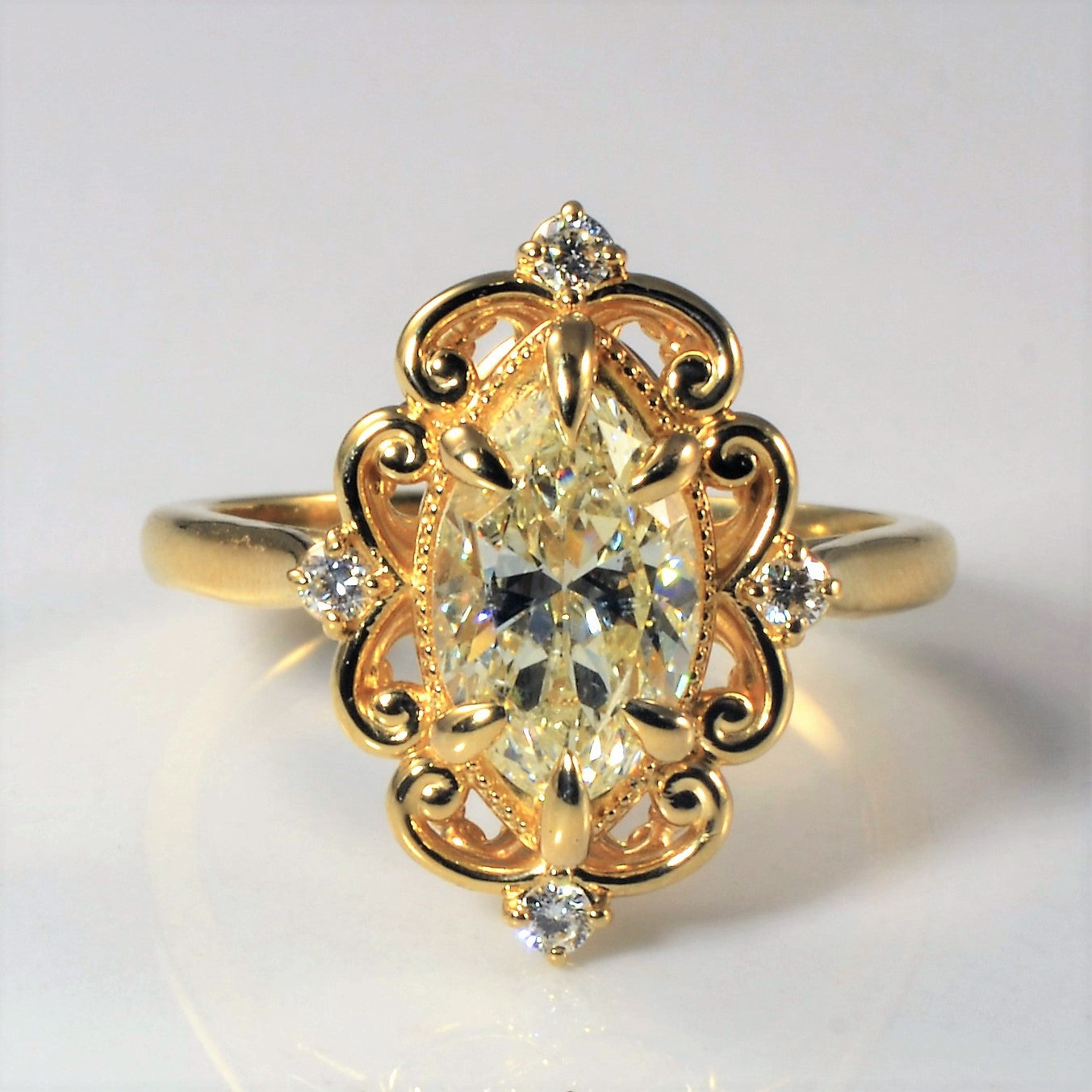 Bespoke' Ornate Filigree Marquise Diamond Ring | 1.71ctw | SZ 7 |