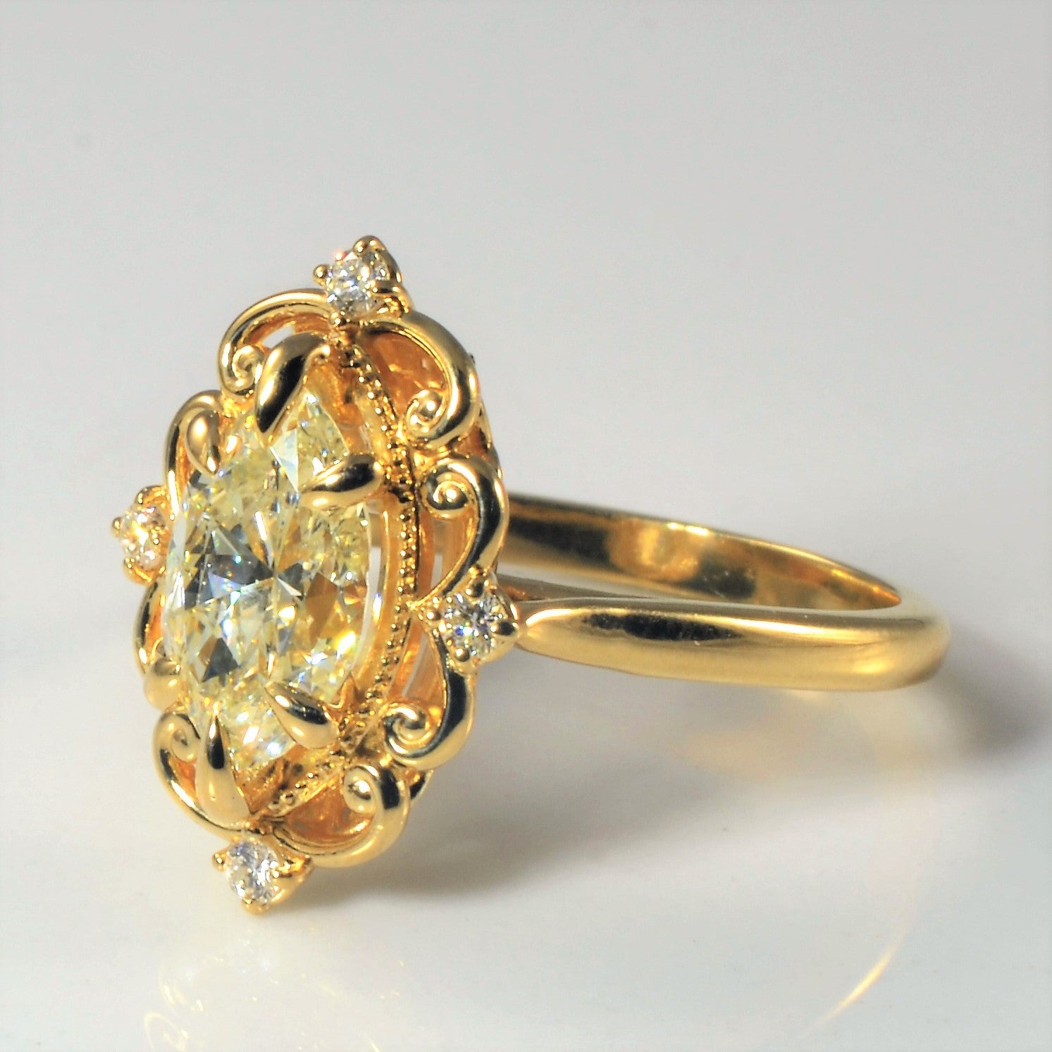 Bespoke' Ornate Filigree Marquise Diamond Ring | 1.71ctw | SZ 7 |