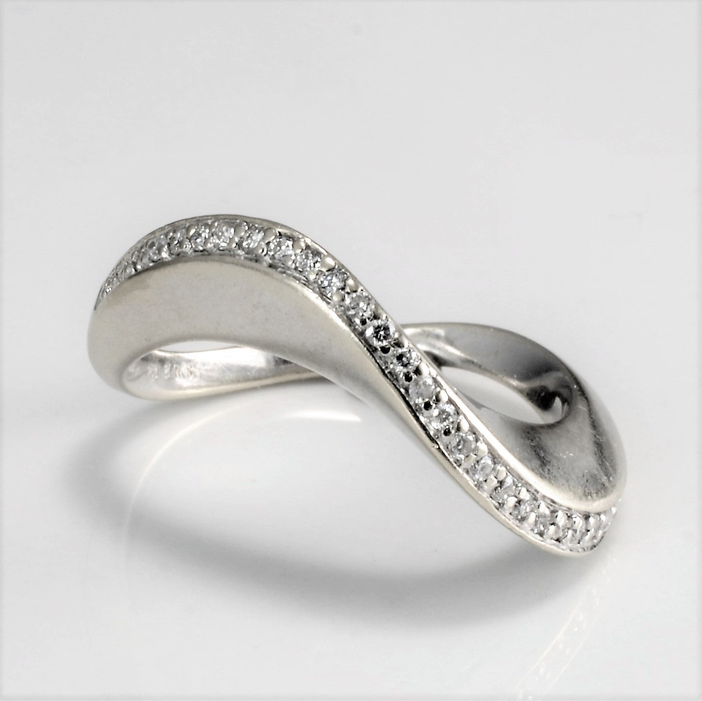 'Birks' Pave Diamond Wave Ring | 0.15 ctw, SZ 7.5 |