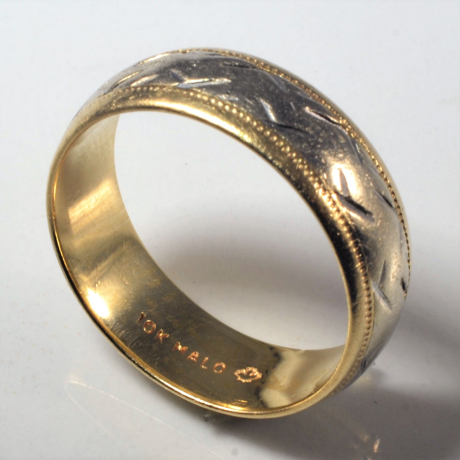 Bague à chevrons milgrain bicolore | Taille 8,5 | 