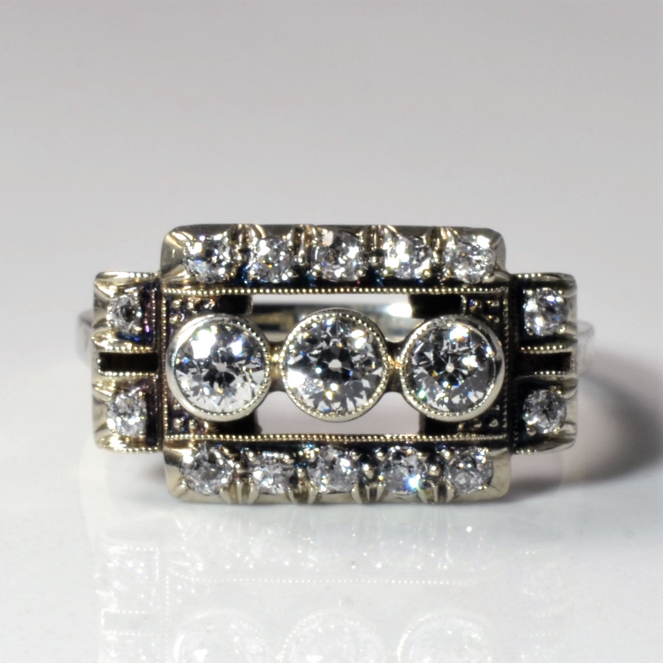 Elegant Art Deco Era Diamond Cocktail Ring | 0.99ctw | SZ 8.5 |