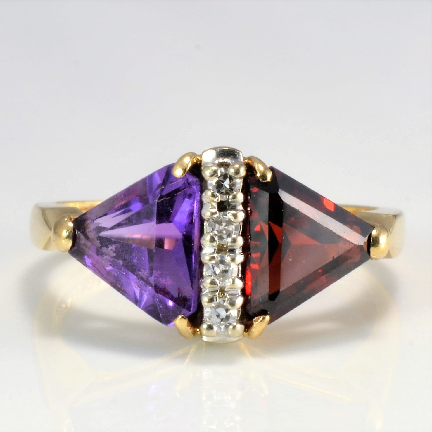 Diamond & Multi Gem Ladies Gold Ring | 0.06 ctw, SZ 6.5 |
