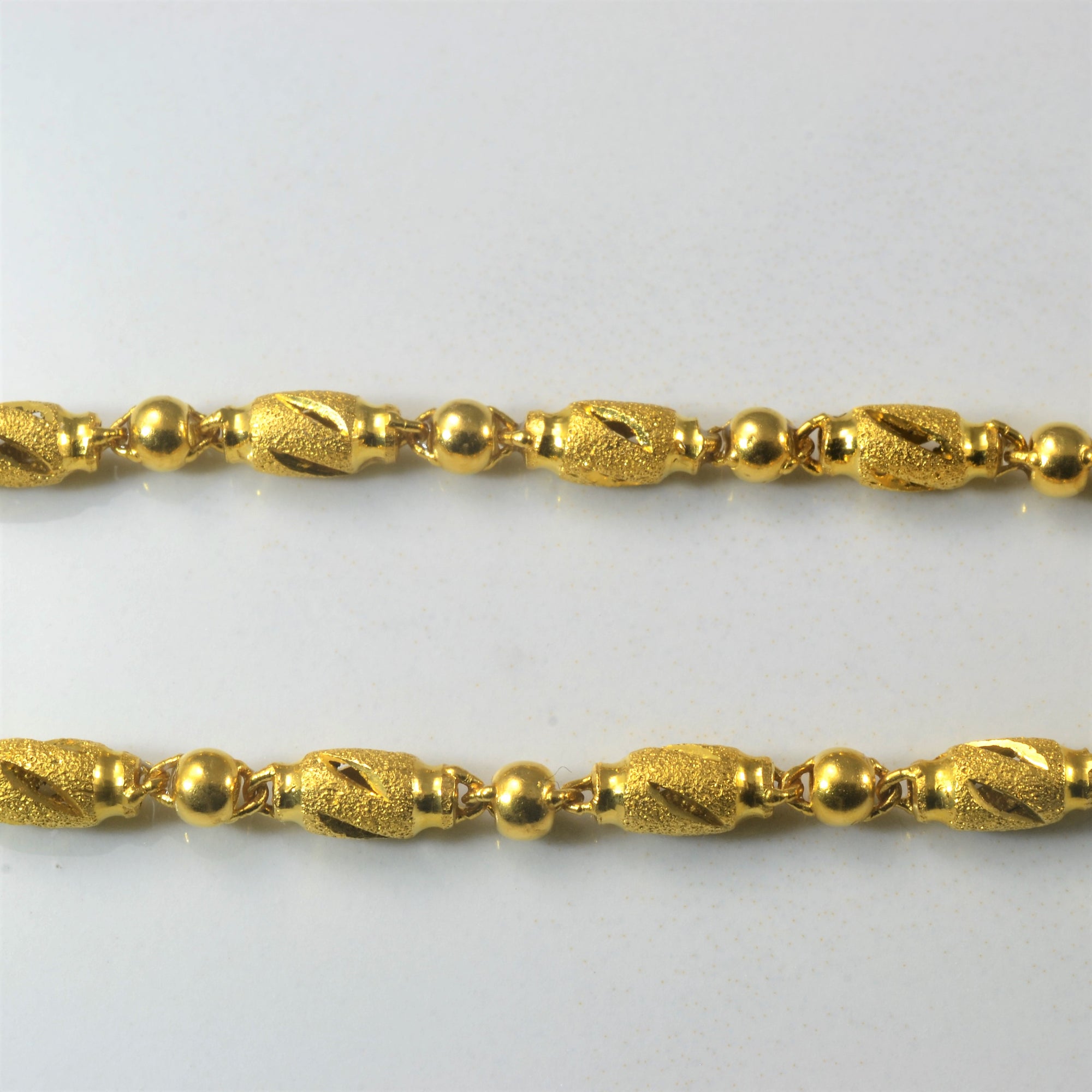 24k Yellow Gold Beaded Chain Bracelet | 7