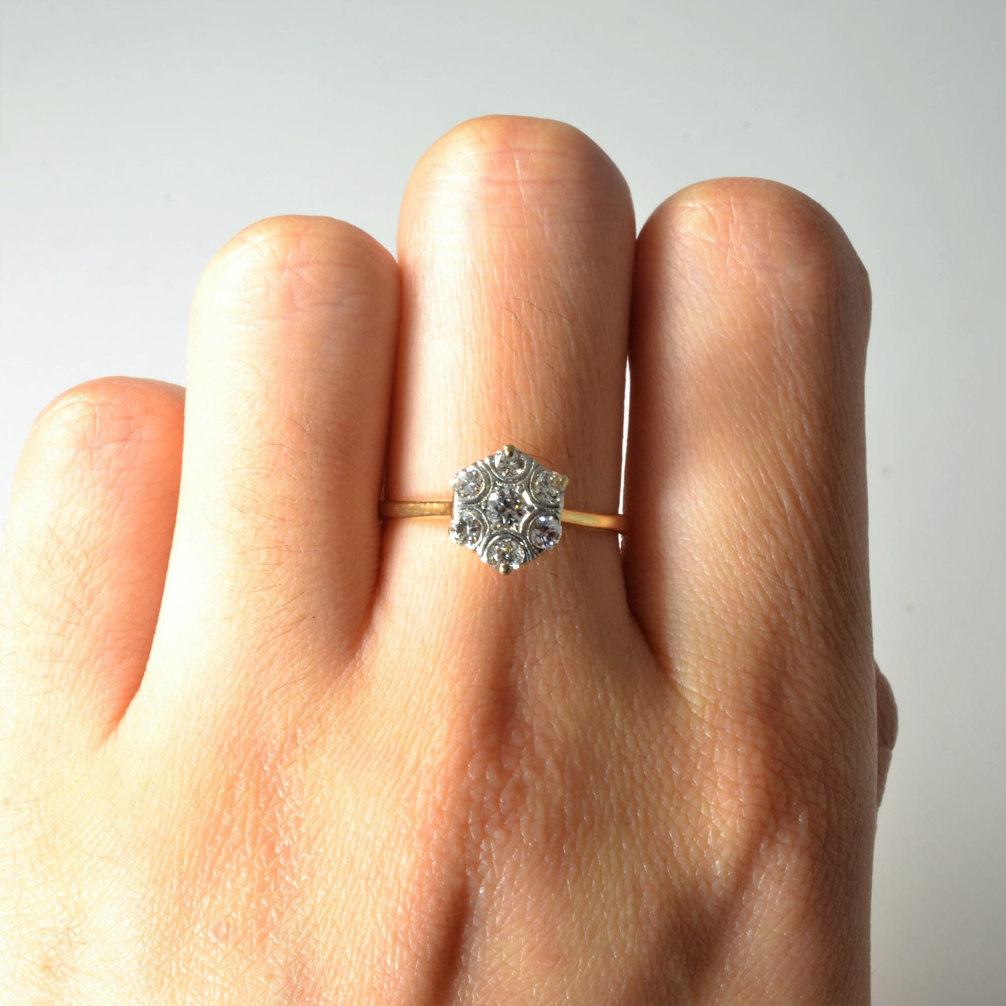 Edwardian Era Gold Diamond Cluster Ring | 0.40ctw | SZ 6.75 |