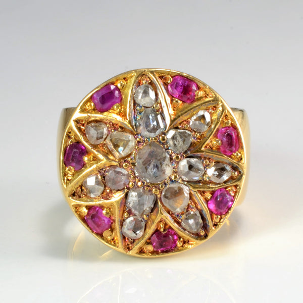 Victorian Era Diamond & Ruby Ring | 0.75ctw, 0.50ctw | SZ 5 |