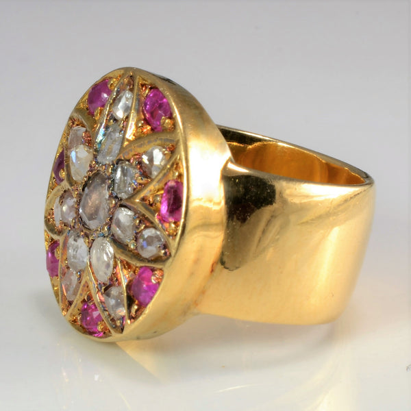 Victorian Era Diamond & Ruby Ring | 0.75ctw, 0.50ctw | SZ 5 |