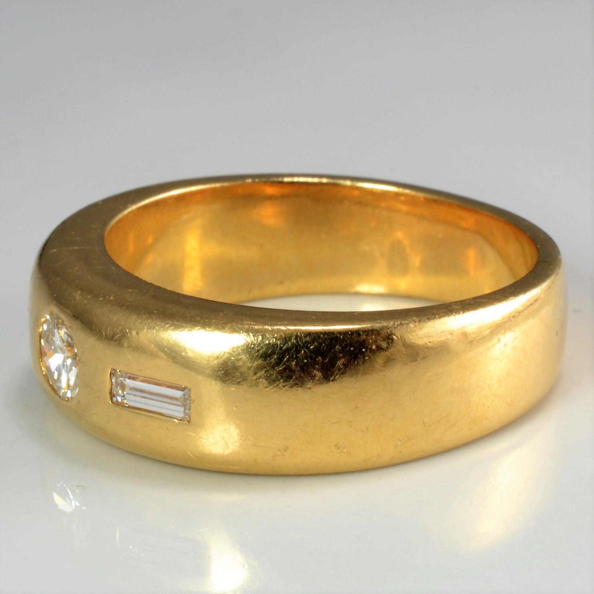 Flush Set Three Stone Diamond Band | 0.47 ctw, SZ 9.75 |