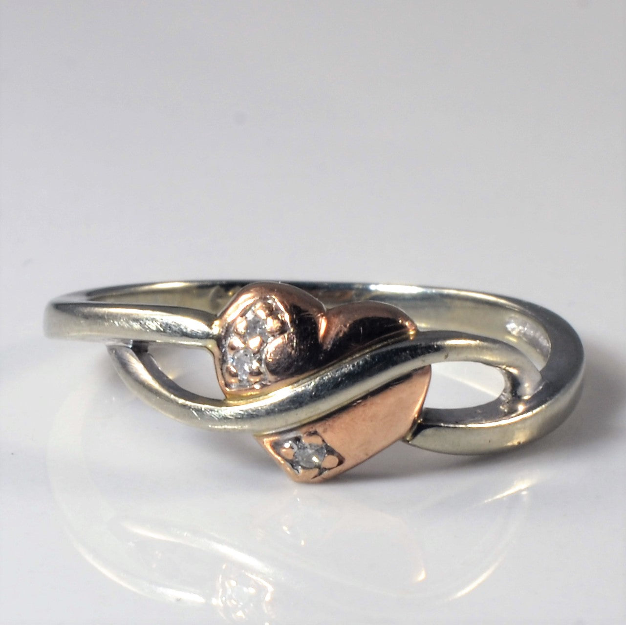 Two Tone Bypass Heart Promise Ring | 0.03ctw | SZ 6 |