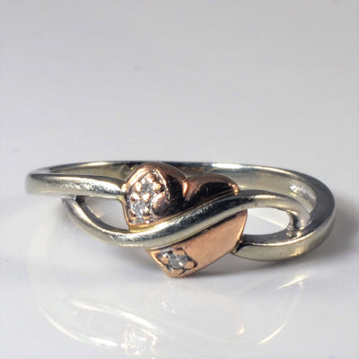 Two Tone Bypass Heart Promise Ring | 0.03ctw | SZ 6 |