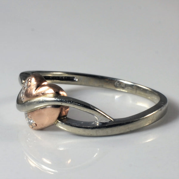 Two Tone Bypass Heart Promise Ring | 0.03ctw | SZ 6 |