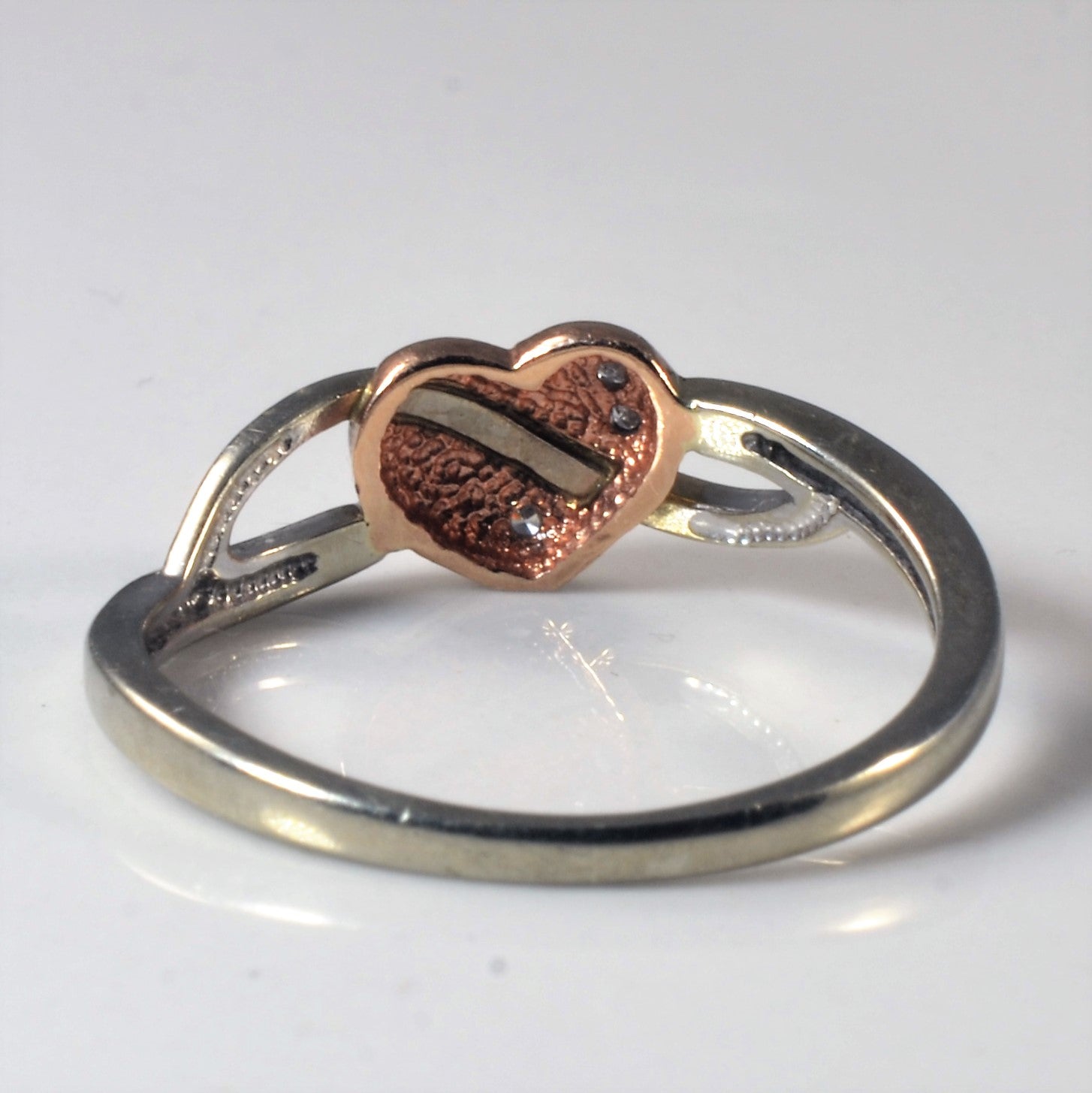 Two Tone Bypass Heart Promise Ring | 0.03ctw | SZ 6 |