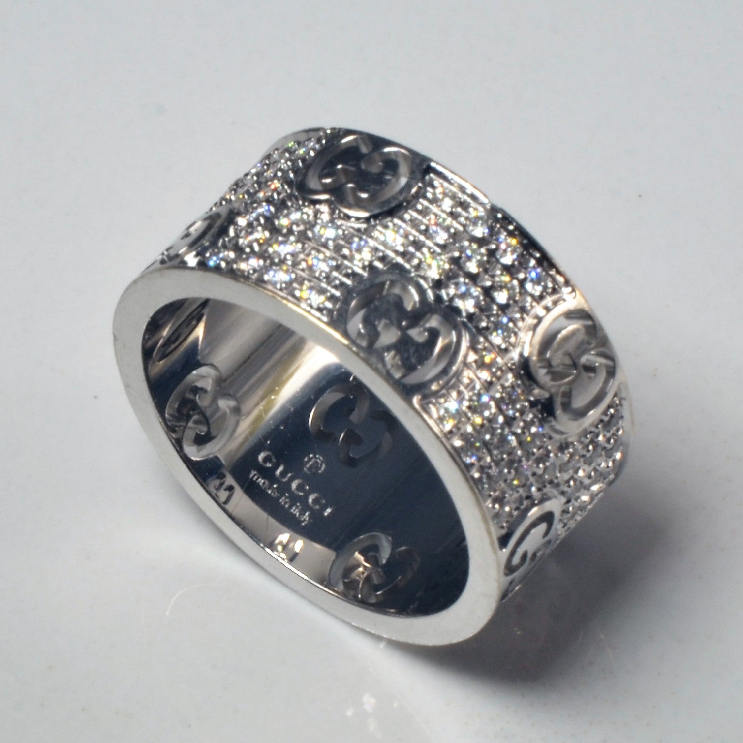 Gucci' White Gold Icon Diamond Stardust Eternity Band | 0.56ctw | SZ 5.75 |