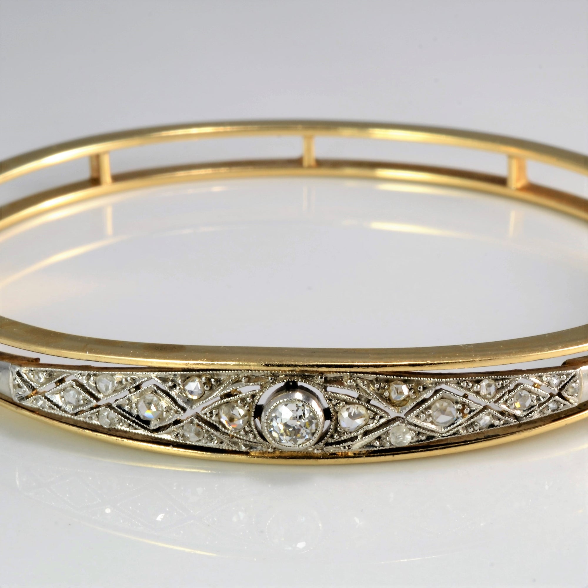 Custom Made Vintage Art Deco Diamond Bangle | 0.43 ctw, 7''|