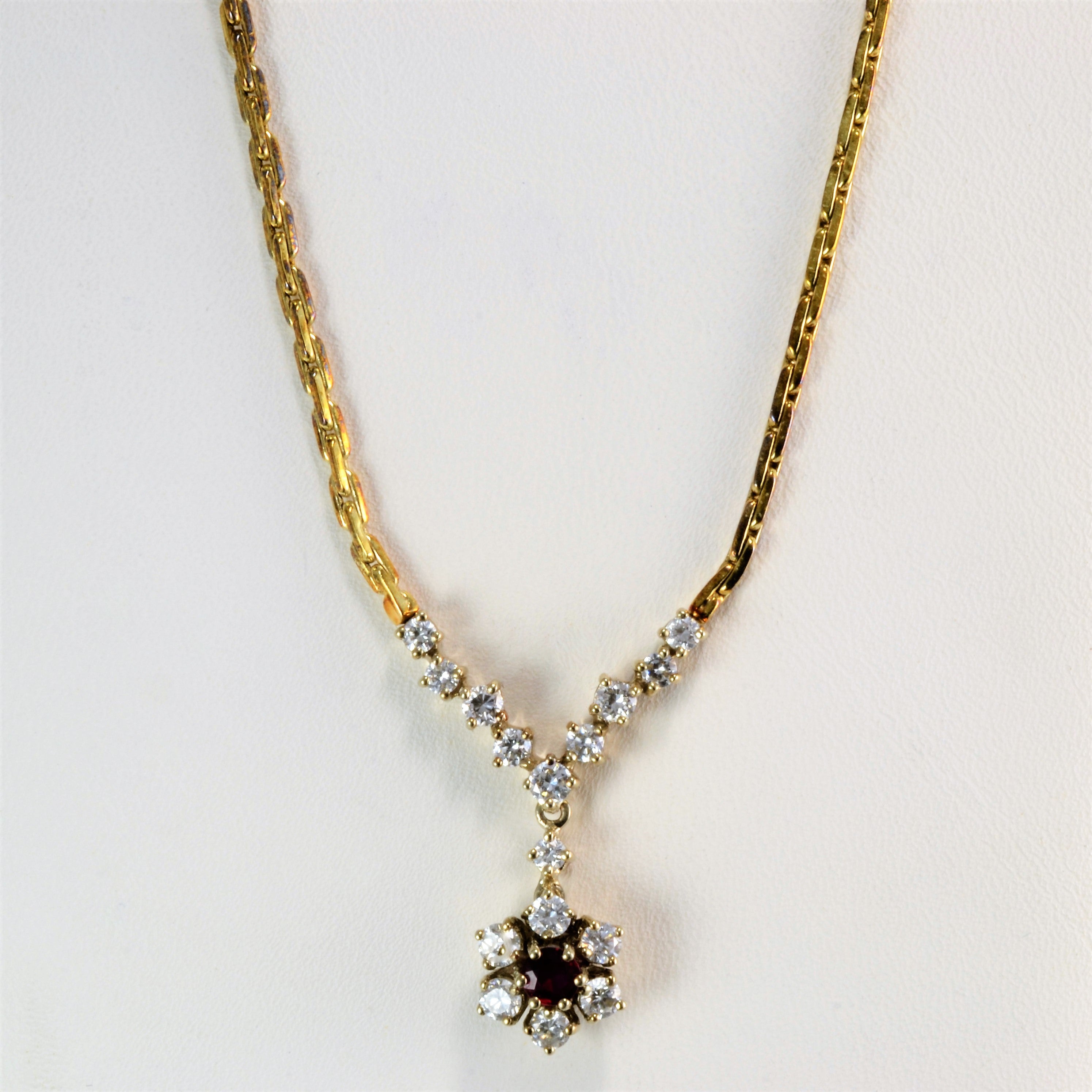 Classic Diamond & Ruby Cocktail Necklace | 0.90 ctw, 18''|